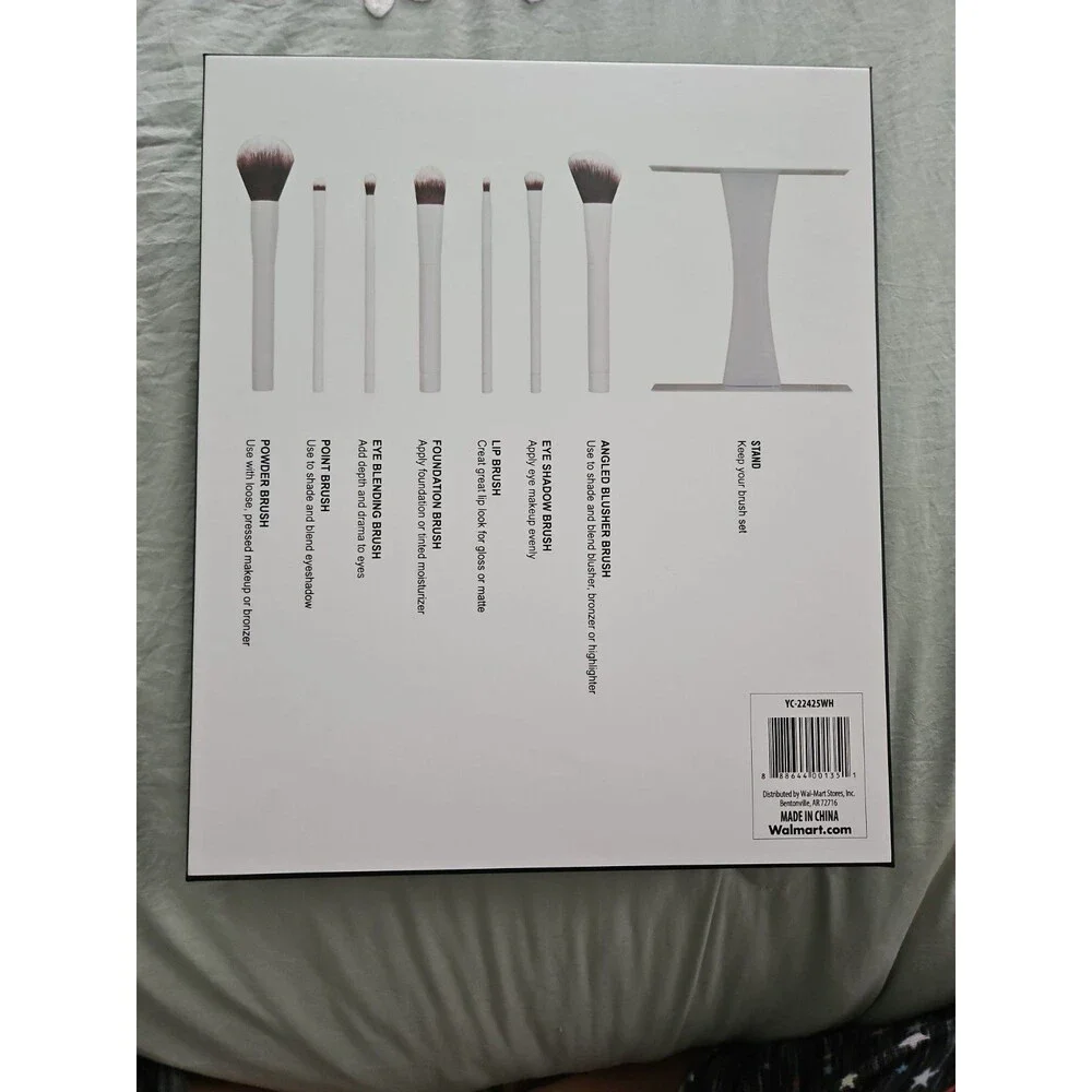 Premium Professional Cosmetic Magnet Brush Gift Set with Standing Holder, White